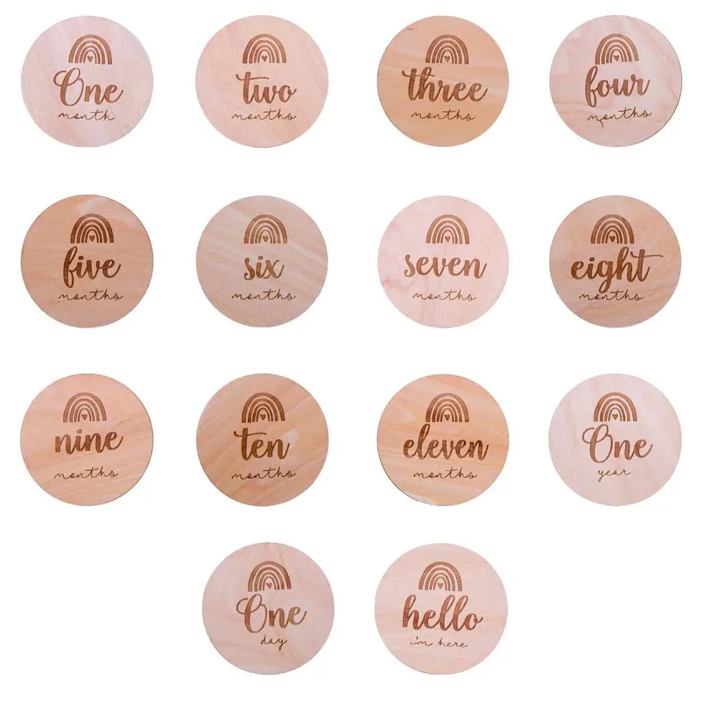 1 Juego de madera bebé nacimiento recién nacido mes de cumpleaños Memorial de niños recién nacidos apoyos de la fotografía accesorios de juguete