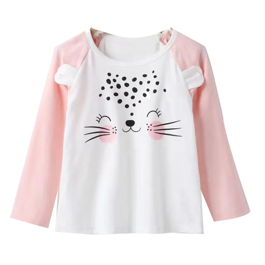 Одежда для маленьких девочек футболка с длинными рукавами и рисунком кота для новорожденных и детей постарше топы на возраст от 0 до 36 месяцев, Модная хлопковая одежда, M1101 - Цвет: As Shown