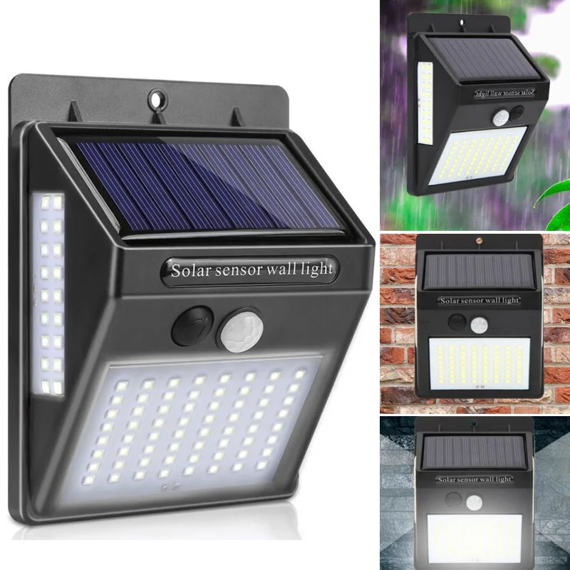 Горячая 100LED IP65 Водонепроницаемый 3 стороны светящийся солнечный датчик движения настенный светильник с управлением светильник D6
