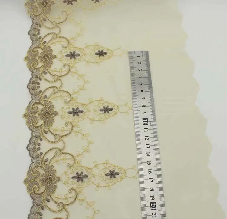 21 см, 8,27 дюйма, wide-2yards/Лот, Вышитый вручную тюль, кружевная отделка, сетчатая вышивка, кружевная отделка