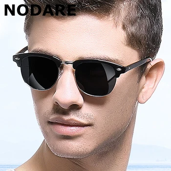 

NODARE 2020 Semi-Rimless Brand Designer Polarized Sunglasses Women/Men Classic Rivet Sun Glasses UV400 rays lunette de soleil
