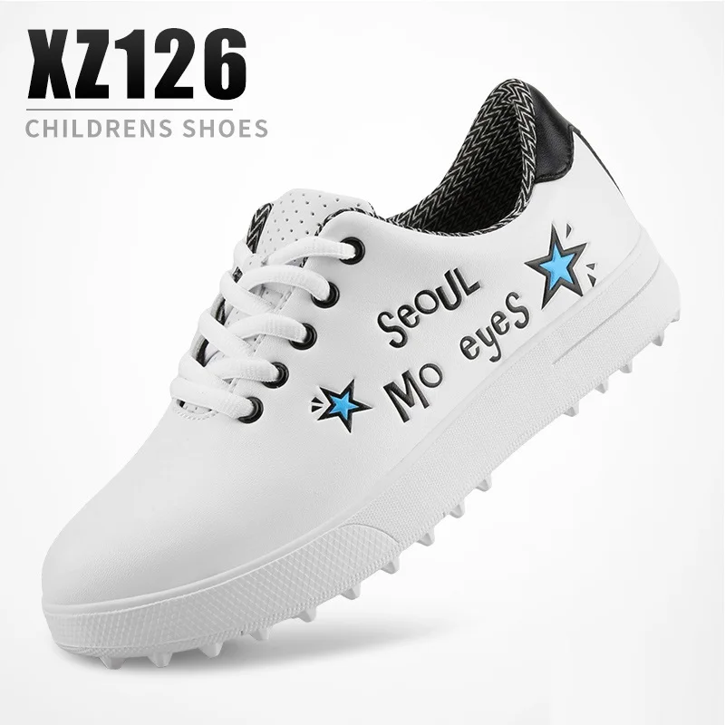 Pgm Chidlren/модные белые туфли для гольфа; Водонепроницаемая Обувь для девочек и мальчиков; обувь для гольфа на мягкой нескользящей подошве; спортивные кроссовки для гольфа; D0757 - Цвет: Синий