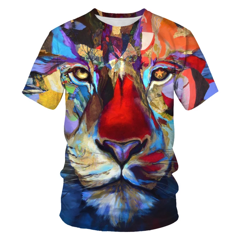 3D printing Lion Men T-Shirt Fashion O-Neck Casual Trend Short Sleeve Oversized T-Shirt Selling Punk Streetwear All-Match Tops 3D printing Lion Men T-Shirt Fashion O-Neck Casual Trend Short Sleeve Oversized T-Shirt Selling Punk Streetwear All-Match Tops