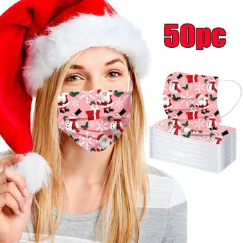 

Pink Christmas Mask Disposable Adult Unisex Facemask Elastic Earloop Mouth Cover 3-layer Non-woven Mouth and Nose Cover