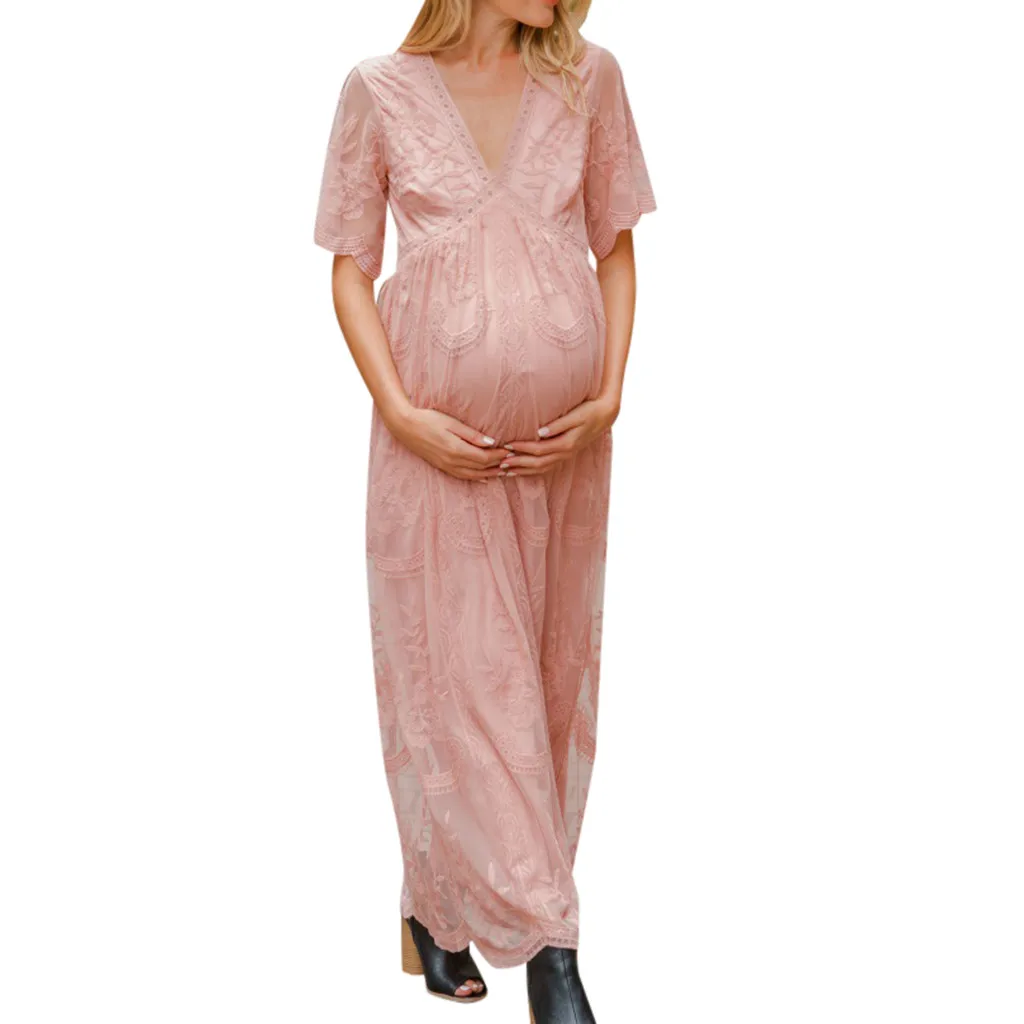 Платье для беременных для фотосессии беременность короткий рукав макси платья для беременных Одежда для беременных платье для беременных кружево# G3