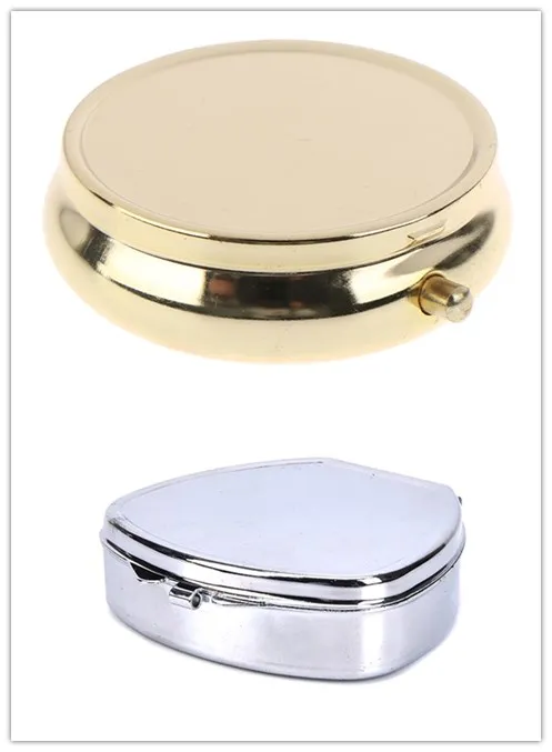 Portable Metal Rectangle Round Pill Box Drug Holder Medicine Tablet Capsule Box Container Storage Travel