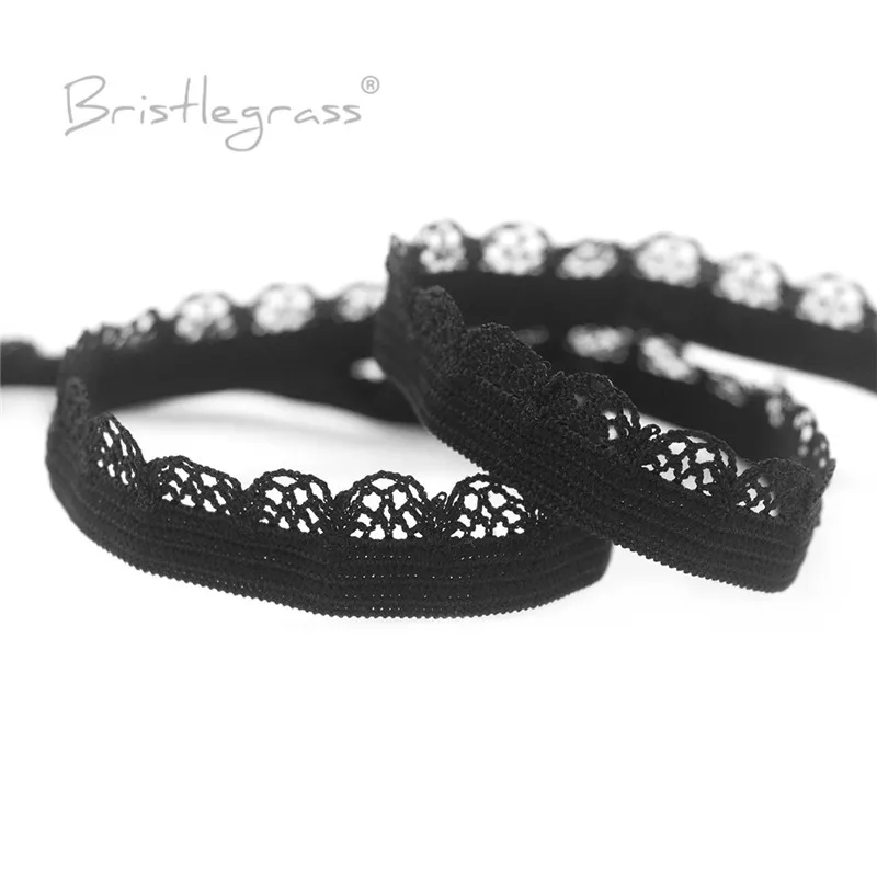 BRISTLEGRASS 2 5 10 Yard 3/8 "10mm Picot Schleife Rüschen Spitze Trim Gummi Mesh Spandex Bands Stirnband Dessous kleid Nähen Handwerk