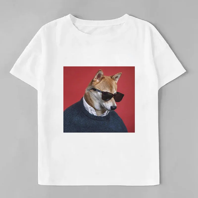Детская футболка с надписью «duld Cute Husky» куртка для мальчиков с изображением кота Брюса, Шиба-ину, сыщика, Must-have забавные повседневные модные футболки для девочек в стиле Харадзюку - Цвет: 1733