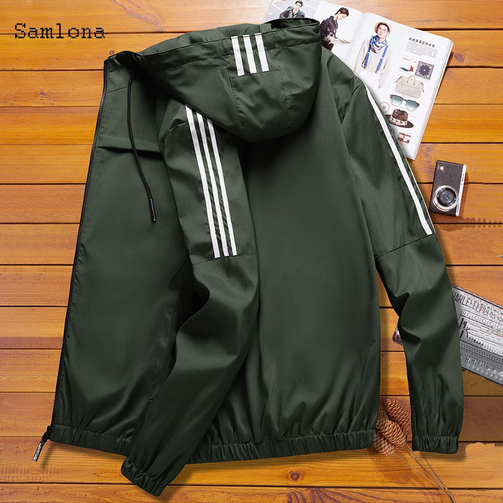 

Zipper Windbreaker Jacket Men 2020 Spring Thin Hooded Long Sleeve Youth Korean Casual Jacket Mens Overcoat Plus size 4XL