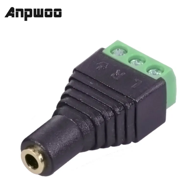 

1pc 3.5mm Jack Video AV Balun 3.5mm stereo female to AV Screw Terminal Stereo jack 3.5 mm female 3 pin Terminal Block Plug