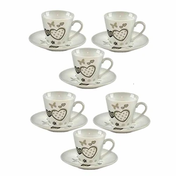 

TAZZINE CAFFE' PORCELLANA CON PIATTINO CUORI 6 Pz MONAMOUR