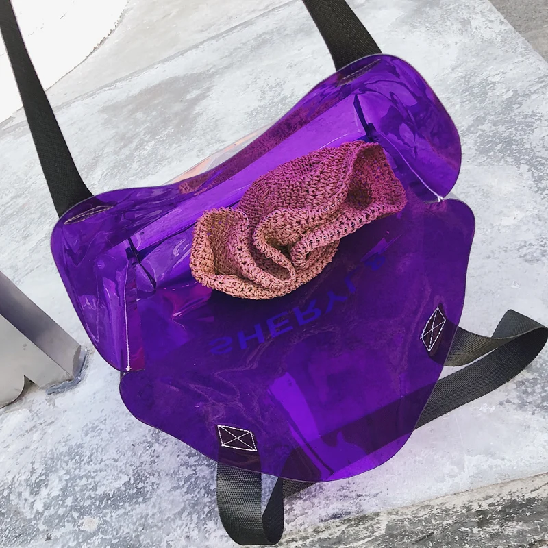 Женская новая трендовая Сумка тоут из прозрачного ПВХ пляжная сумка на плечо