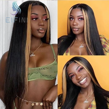 

13x4 Straight Ombre Color Highlight 150% Lace Front Human Hair Wigs for Black Women Remy Brazilian Lace Front Wigs Pre Plucked