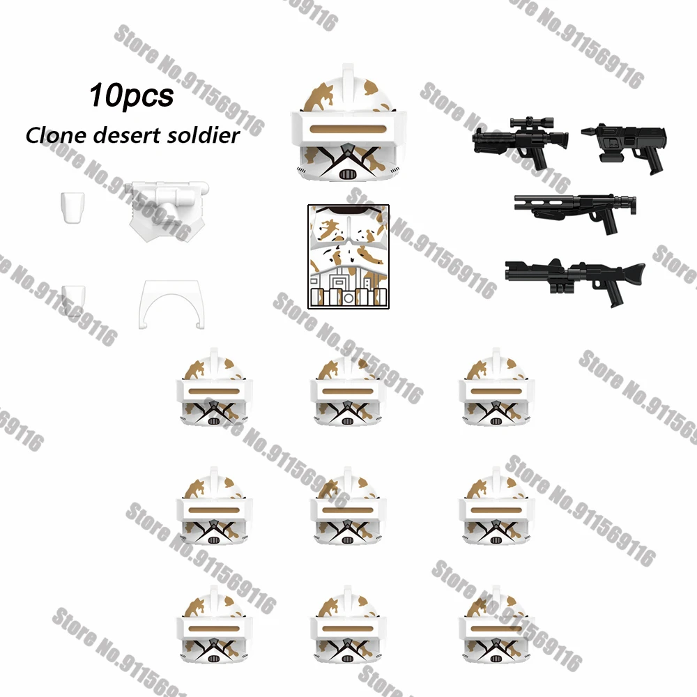 10Pcs Clone Desert Soldier Troopers Building Blocks Mattoni Star Action Figure Wars Toys Kids