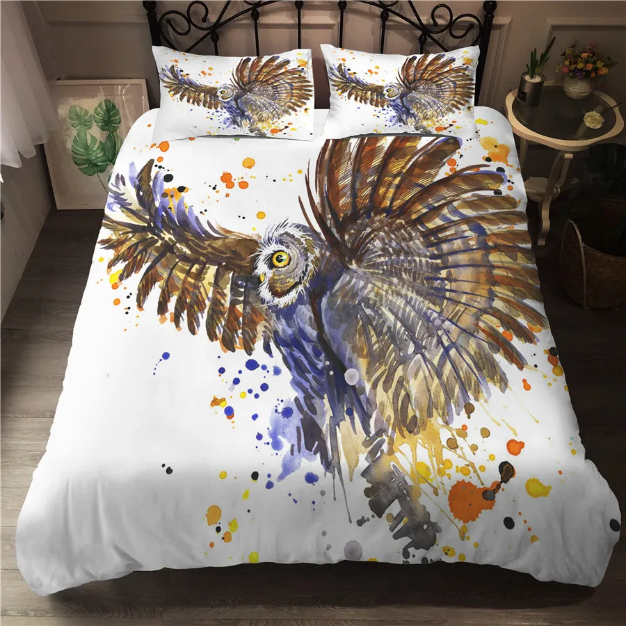 

A Bedding Set 3D Printed Duvet Cover Bed Set Owl Home Textiles for Adults Bedclothes with Pillowcase #MTY13