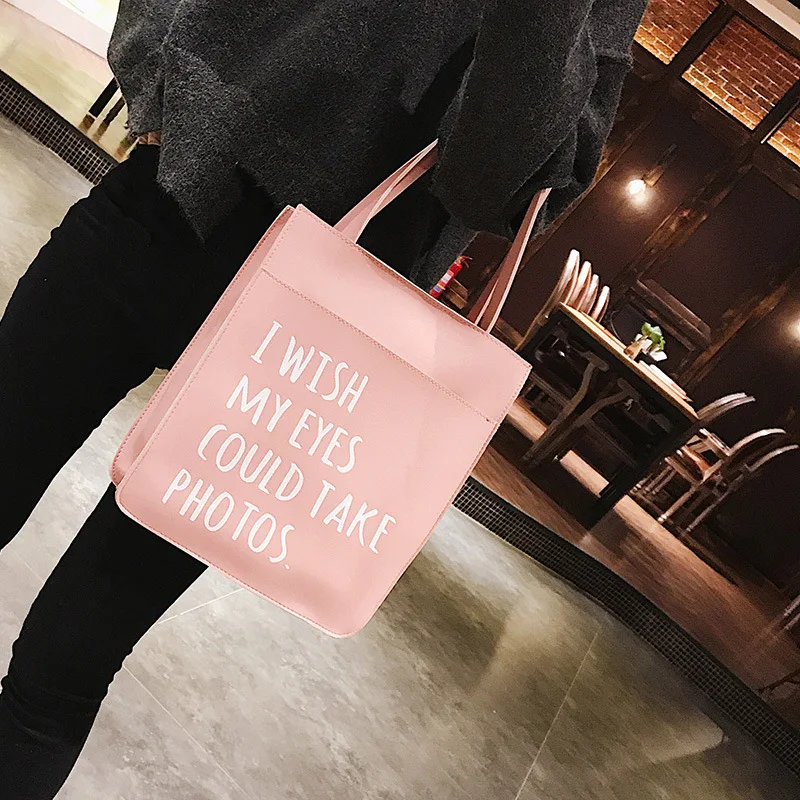 

2018 New Style Korean-style Front Pocket Lettered Casual Simple Retro Versitile Portable Shoulder Bag WOMEN'S Fashion Handbag Fa