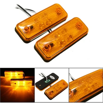 

Hot 2Pcs 4 LED Amber Side Marker Light Indicator Turn Signals Lamp Bus Truck Trailer Lorry Caravan 12~24V E8