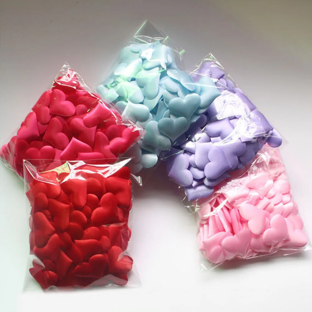 

2cm About 100pcs/ Bag Wedding Supplies Heart Shaped Throwing Flowers Wedding Valentine's Day Scatter Flowers Three-Dimensional S