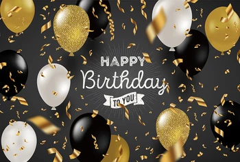 

Happy Birthday Backdrop Adults Teen Birthday Party Background Black Gold Confetti Decoration Fabulous Dessert Table Mural Banner