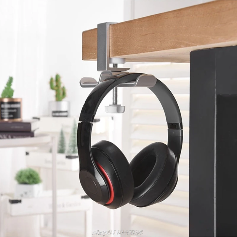 Aluminium Alloy Headphone Holder Headset Bracket Hanger Metal Wall Clamp Hook Rotatable Double Earphone N19 20 Dropshipping