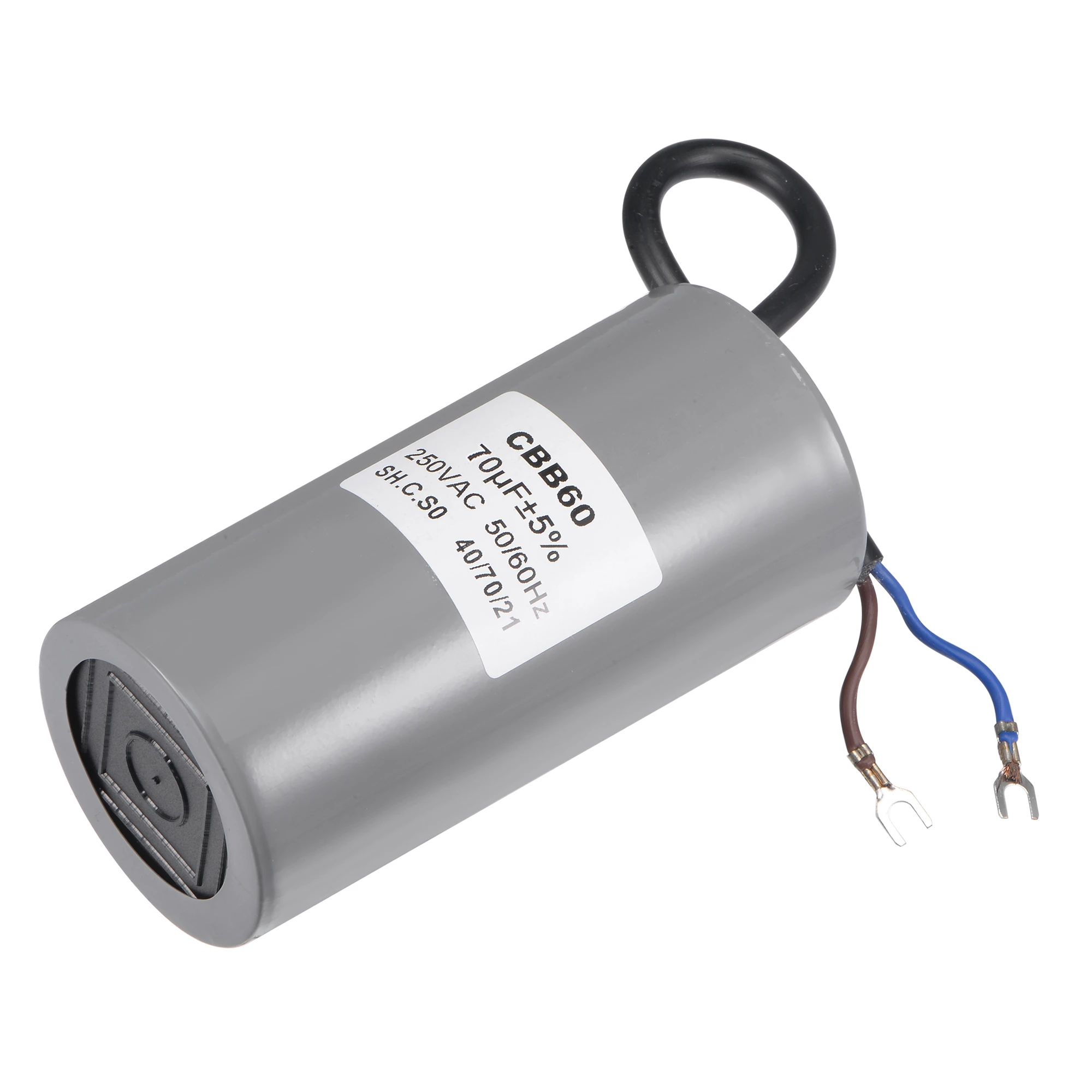 Condensador de funcionamiento de Motor CBB60, 1 piezas, 70uF, 250V CA, 2 cables, 50/60Hz, cilindro 124x60mm con Terminal para compresor aire, Motor de bomba de agua|Piezas para herramientas| - AliExpress