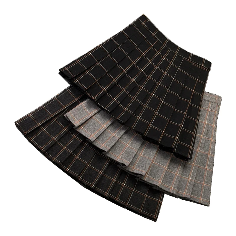

A-line above knee length Skirt tennis skirt 2021 New Women's Fall/Winter Skirt High Waist Folded Skirt