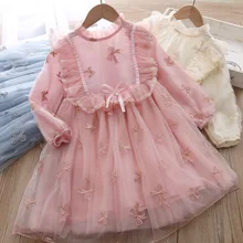 Платье принцессы для девочек; коллекция года; весеннее платье с длинными рукавами