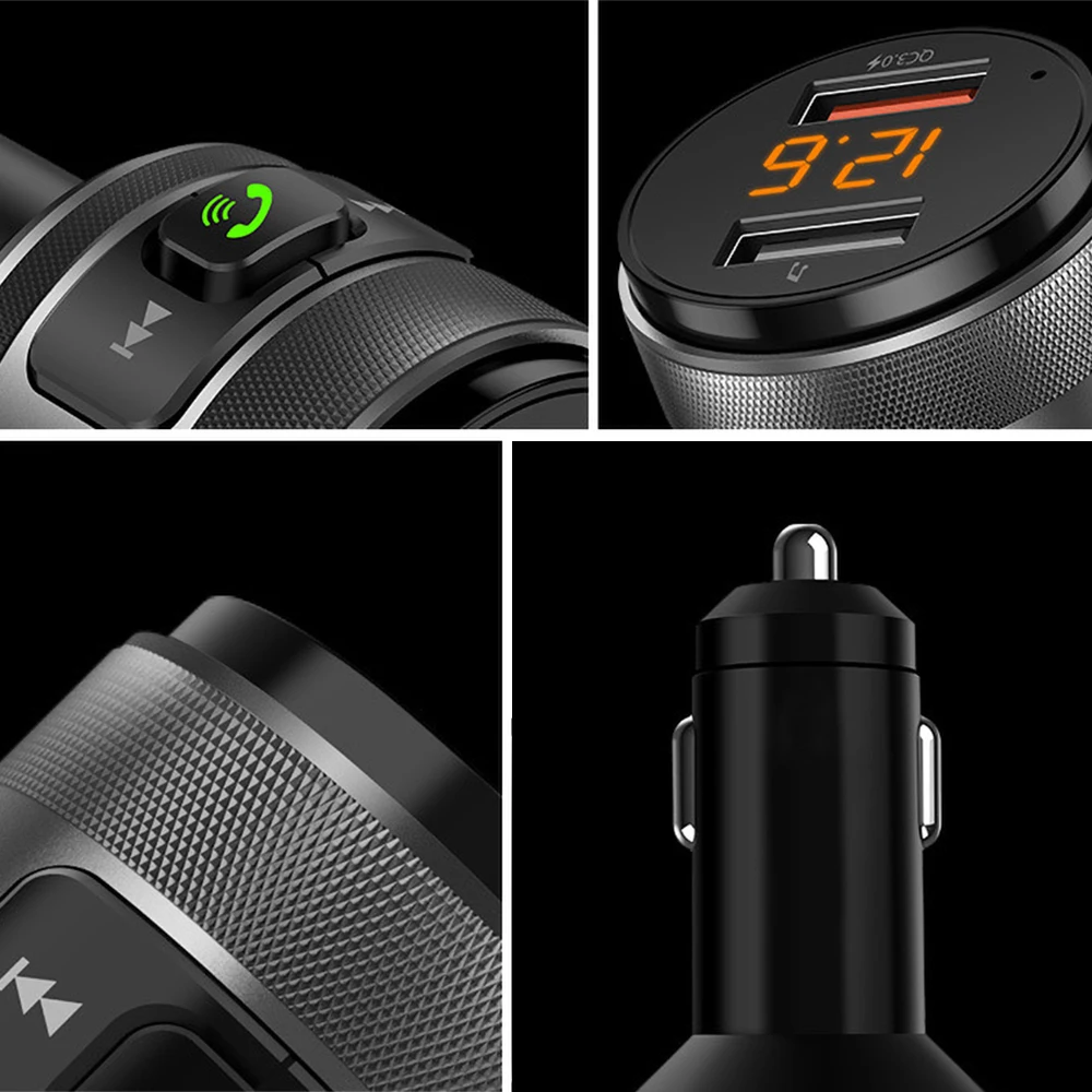 Meeker автомобильный комплект, беспроводной Bluetooth 4,2, FM передатчик, QC3.0, два порта usb, быстрая зарядка, MP3 музыкальный плеер, USB зарядное устройство, HandsFree