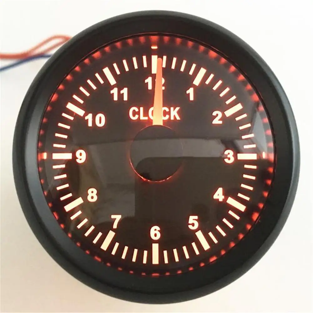 

Pack of 1 52mm Pointer Clock Gauges Red Backlight 0-12Hours Display Clock Meters Auto Hourmeters 9-32v for Motorcycle Car Boat