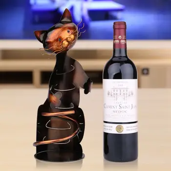 

TOOARTS Cat shaped wine holder Wine shelf Metal sculpture Practical sculpture Home decoration Interior decoration Crafts