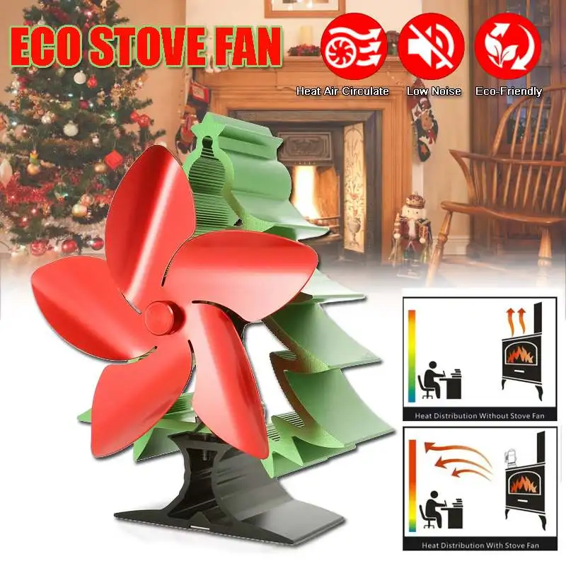 

5 Blade Fireplace Heat Powered Stove Fan Home Efficient Heat Distribution komin Log Wood Burner Friendly Quiet Fan