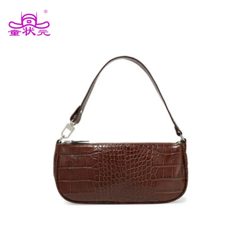 

Fashion Patent Leather Handbags Vintage Luxury Designer Tote Bags Brand Small Clutches Shoulder Crocodile Baguette Bag for Women