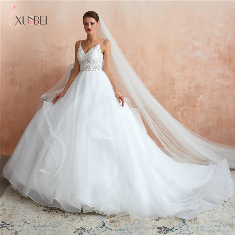 White Vestidos De Noiva Новое поступление белые свадебные платья сексуальные глубокий v-образный вырез кружева органза кружева UpBridal платье невесты CPS1437 - Цвет: White