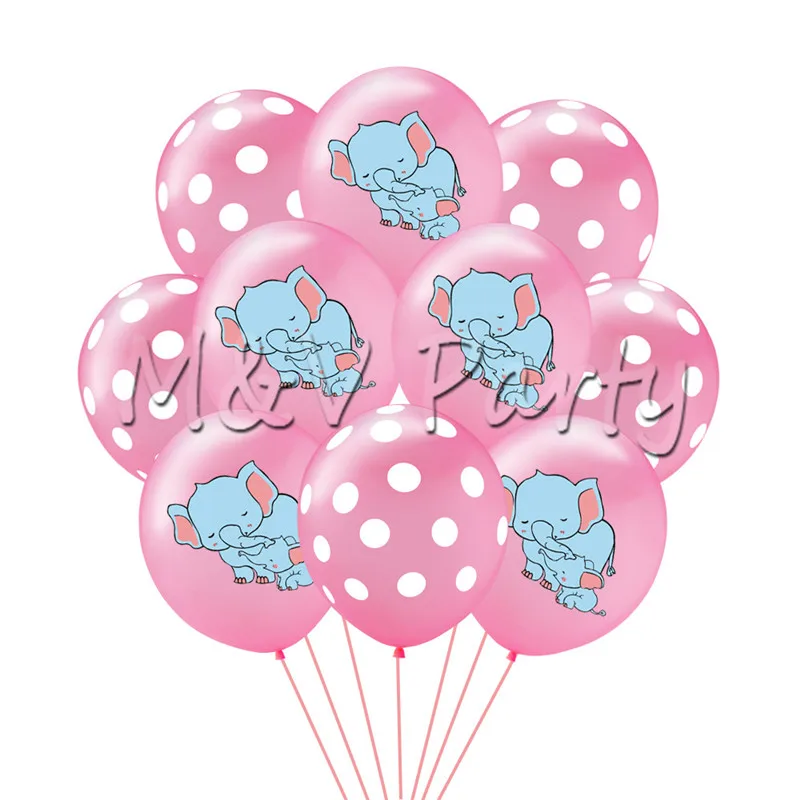bink dot 10pcs Пол раскрывает тему вечерние мультфильм слон латекс набор воздушных шаров мальчик девочка тема, детский душ День рождения украшения - Цвет: bink dot 10pcs