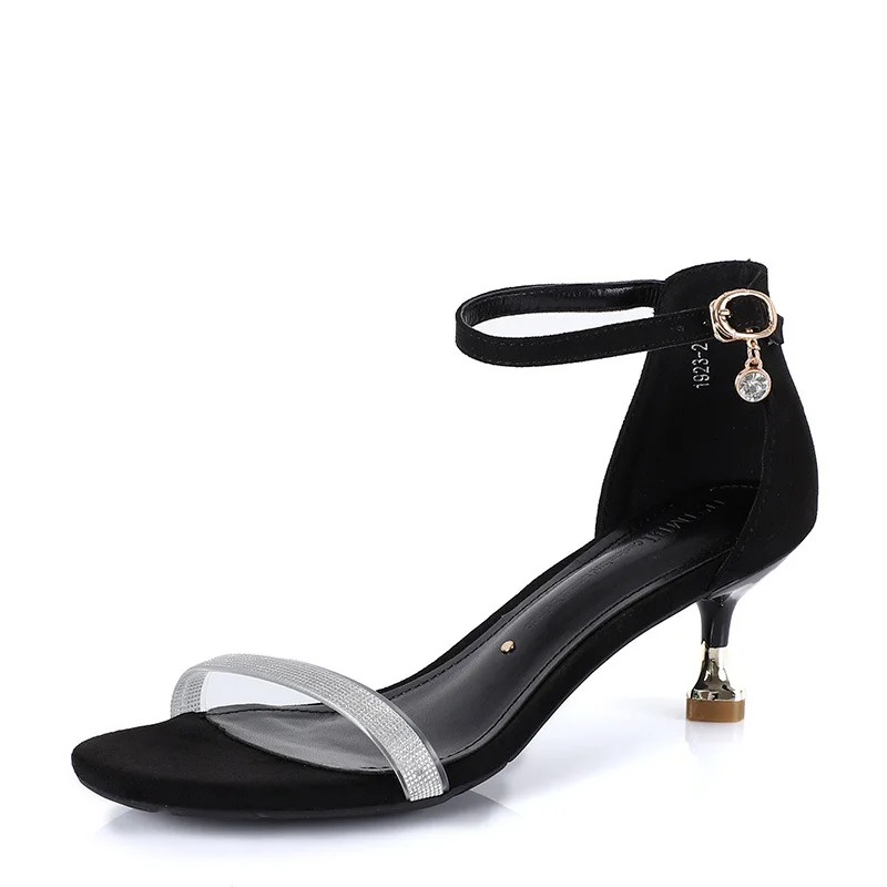 

1923-2 A- line with Sandals Women's Thin Heeled 2019 New Style Summer Sexy Fairy-Style Open-Toe Semi-high Heeled Elegant High He
