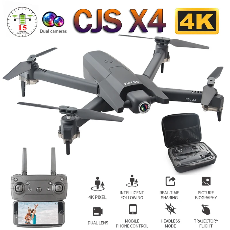 CSJ X4 Foldable Profissional Drone with 4K HD Camera WiFi FPV Optical Flow RC Helicopter Quadrocopter Kid Toy VS SG106 E520 GD89