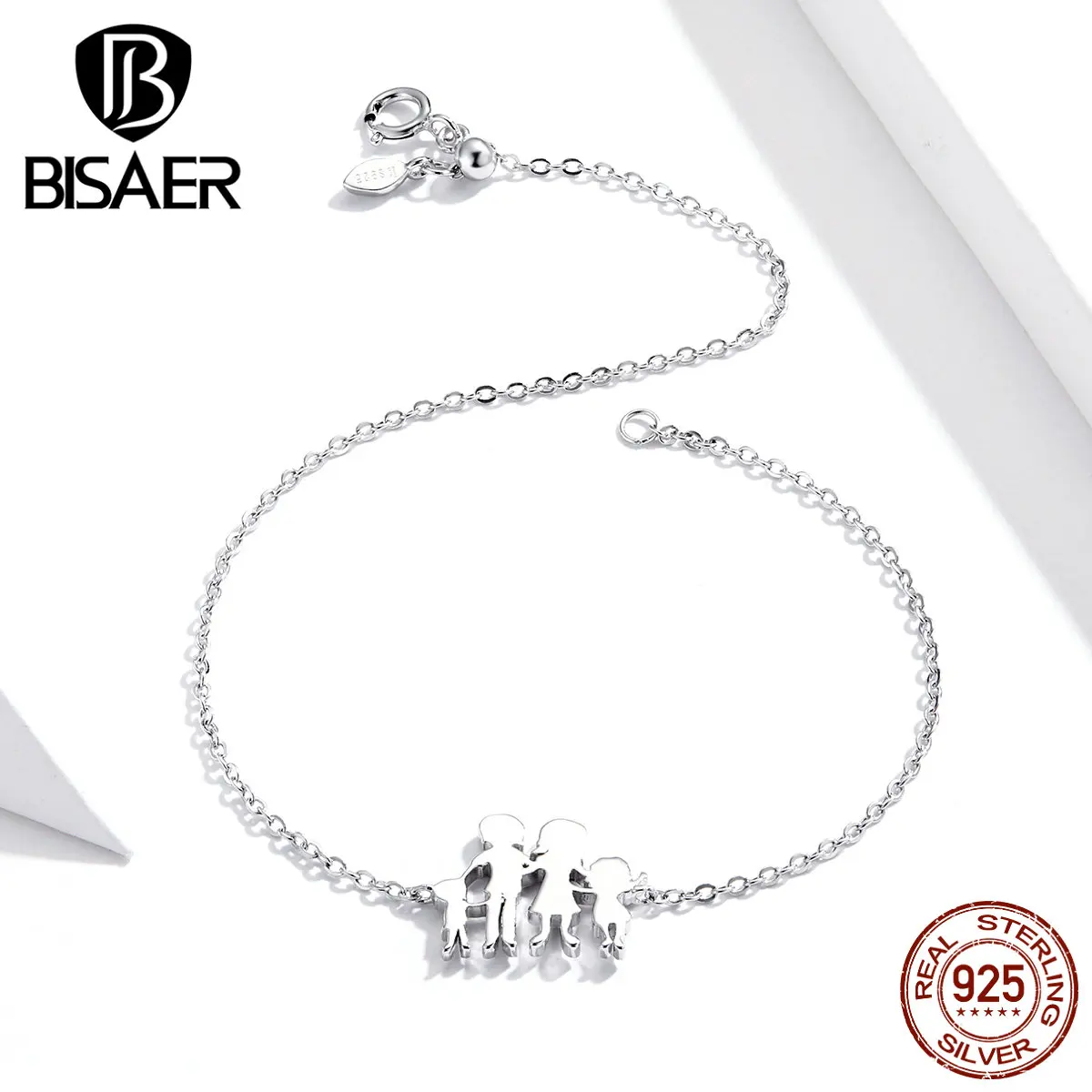Семейные ювелирные изделия BISAER,, 925 пробы, серебряные, милые, семейные, для дома, женские браслеты на цепочке, для женщин, серебряные ювелирные изделия ECB164