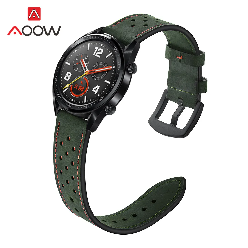 22 мм ремешок из натуральной кожи для huawei Watch GT 1 2 Honor Magic samsung Galaxy 46 мм gear S3 Amazfit gtr 47 мм браслет ремешок Correa