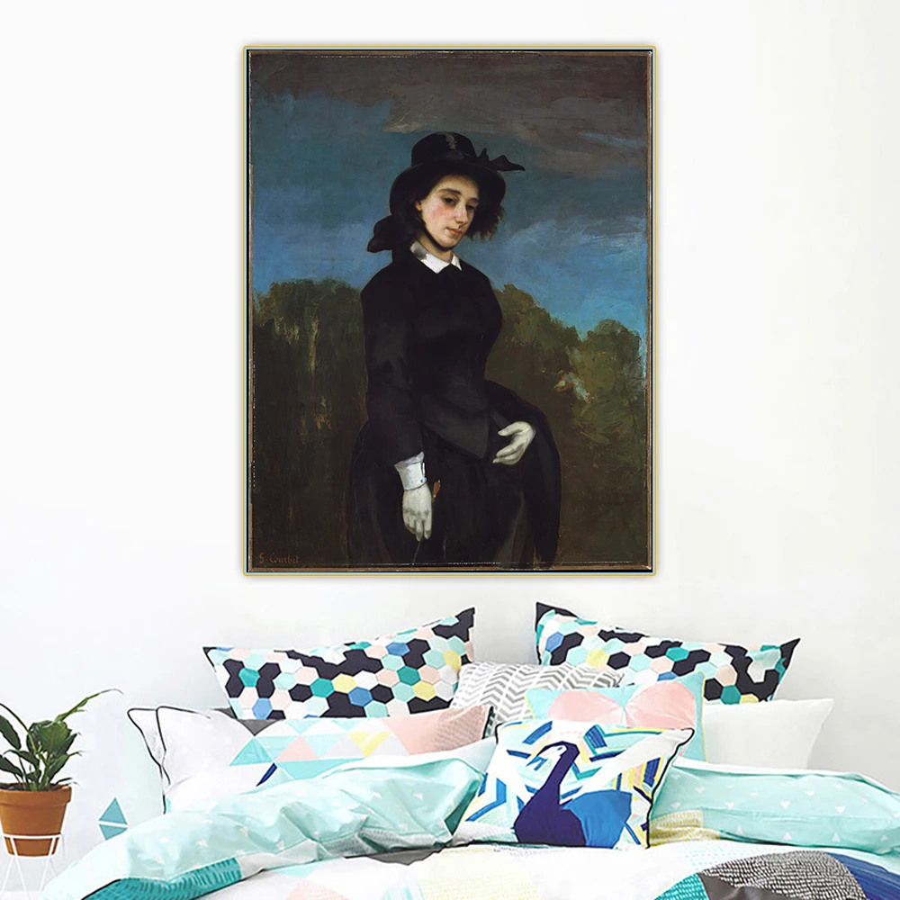 

Gustave Courbet"Woman In A Riding Habit"Canvas Oil Painting Western Art Decor Poster Artwork Aesthetic Home Decoration