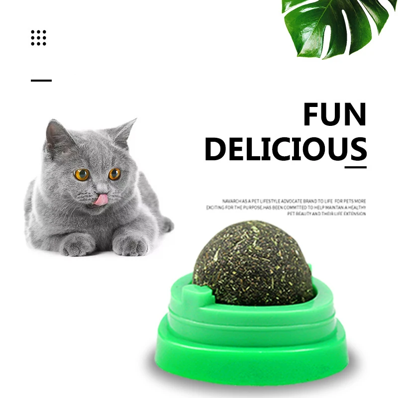 

Catnip Balls,Pure Natural Mint Leaf Rotating Interactive Cat Toys,Cat Removal Hairball Toys Can Be Sticky On Wall,Teeth Cleaning