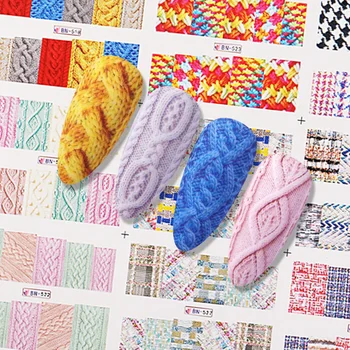 

1 Sheet Nail Sticker 3D Acrylic Engraved 5D Embossed Flowers Transfer Decals Winter Sweater Nail Art DIY Design Decoration