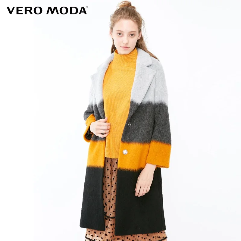 Vero Moda зимнее длинное шерстяное пальто с v-образным вырезом женское| 318427513