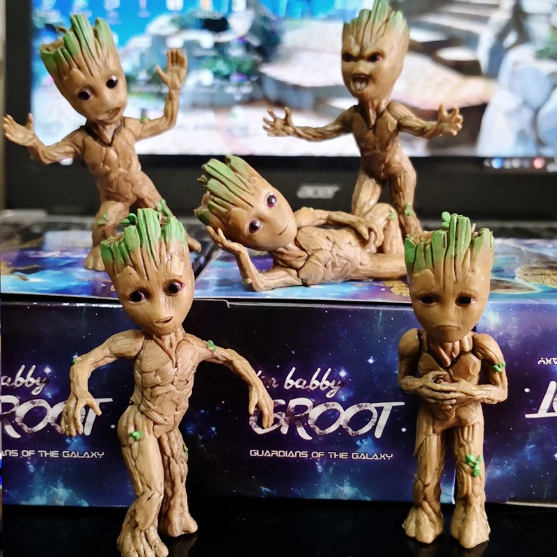 Strongwell Baby Groot фигурка дерево фигурка мужчины игрушка Marvel Groot фигурки детей милый подарок украшения дома аксессуары 1 комплект