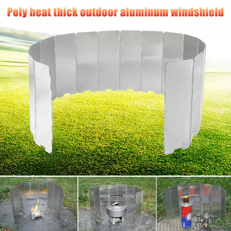 

2019 Newly 10 Pieces Foldable Burners Windshield Outdoor Camping Cooking Gas Stove N66