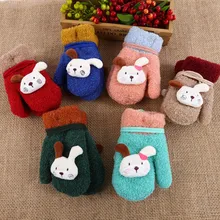 Toddler Baby Cartoon Rabbit Gloves Cute Thicken Cartoon Hot Girls Boys Of Winter Warm Gloves Mittens Christmas Gifts Kids M840