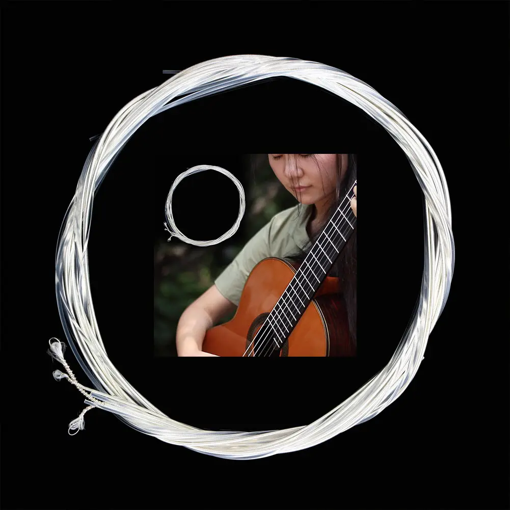 6pcs Classical Guitar Strings Set Classic Guitar Clear Nylon Strings Silver Plated Copper NIN668