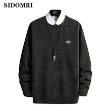 Mens Sweaters Wool Pullover Men Brand Clothing Casual O-Neck Sweater MenPatchwork Knitted Long Sleeve Cotton outwear Male