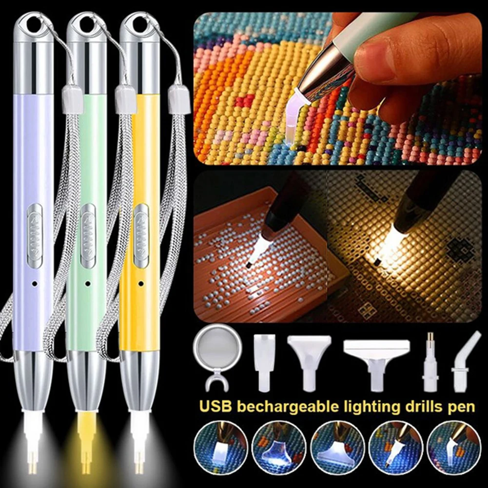 LED Diamond Painting Pen 5D DIY Point Drill USB Rechargeable 2 Light Modes Tools Accessories | Дом и сад