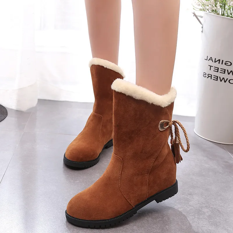 Зимняя обувь женские зимние ботинки повседневные женские зимние ботинки теплые плюшевые женские ботильоны увеличивающие Рост 4 см A1657