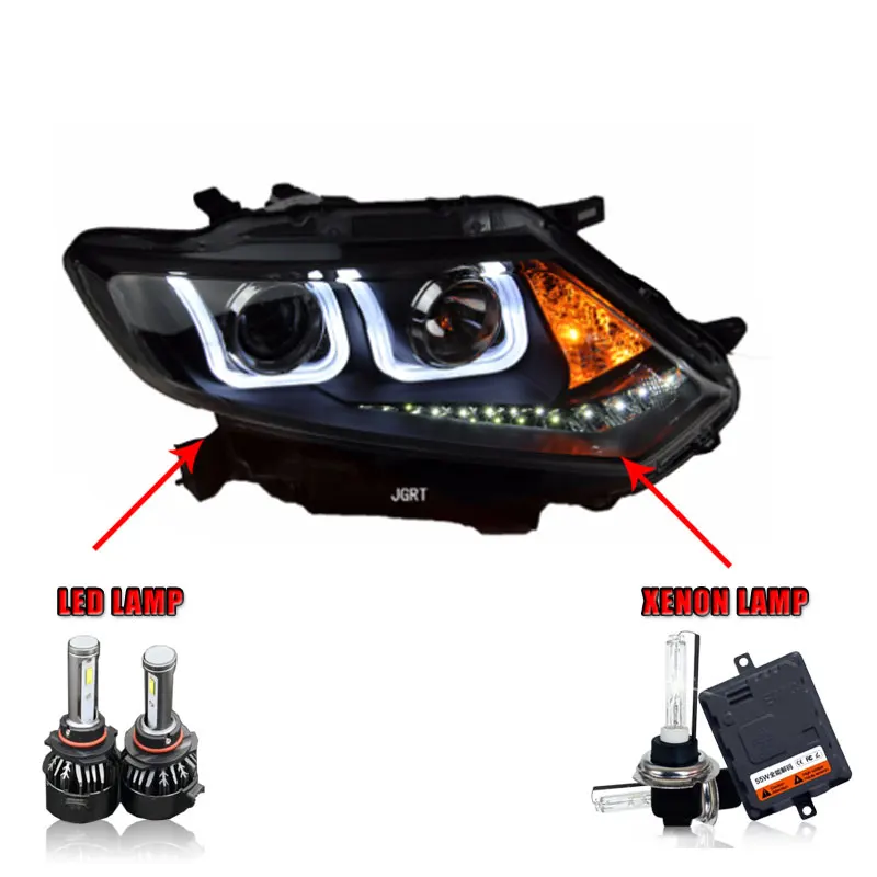 LED high beam Автомобильный стиль светодиодный фары для nissan X-Trail 2011- для головного фонаря светодиодный DRL Объектив двойной луч H7 HID Xenon bi xenon объектив - Цвет: LED high beam